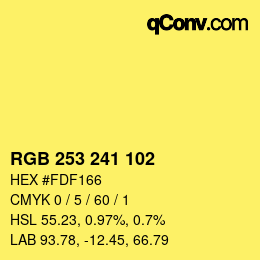 Color code: RGB 253 241 102 | qconv.com