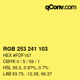 Color code: RGB 253 241 103 | qconv.com