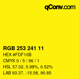 Color code: RGB 253 241 11 | qconv.com