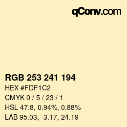 Code couleur: RGB 253 241 194 | qconv.com