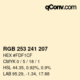 Code couleur: RGB 253 241 207 | qconv.com