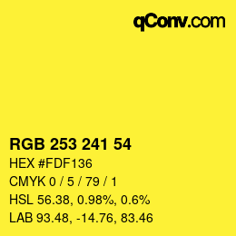 Color code: RGB 253 241 54 | qconv.com
