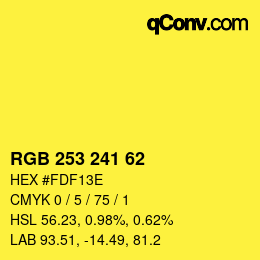 カラーコード: RGB 253 241 62 | qconv.com