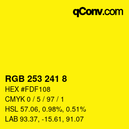 カラーコード: RGB 253 241 8 | qconv.com