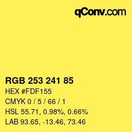 Color code: RGB 253 241 85 | qconv.com
