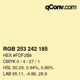 カラーコード: RGB 253 242 185 | qconv.com