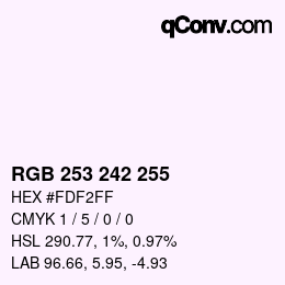 Color code: RGB 253 242 255 | qconv.com