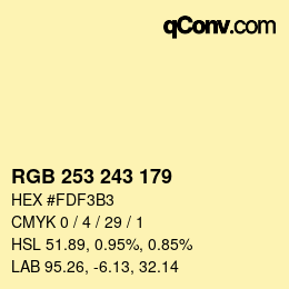 Color code: RGB 253 243 179 | qconv.com