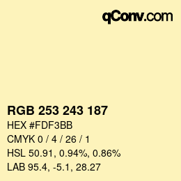 Color code: RGB 253 243 187 | qconv.com