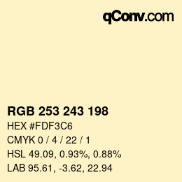 颜色代码: RGB 253 243 198 | qconv.com