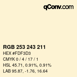 Color code: RGB 253 243 211 | qconv.com