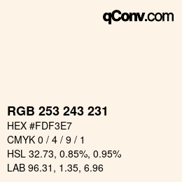 Color code: RGB 253 243 231 | qconv.com