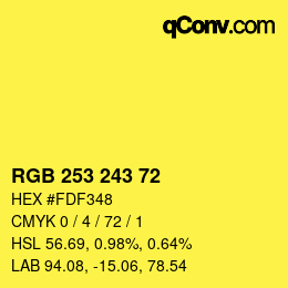 Color code: RGB 253 243 72 | qconv.com