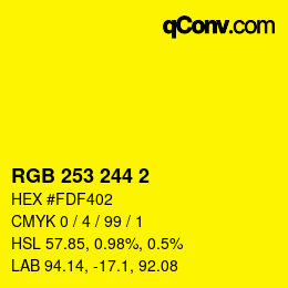 Color code: RGB 253 244 2 | qconv.com