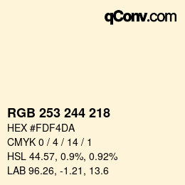 Code couleur: RGB 253 244 218 | qconv.com