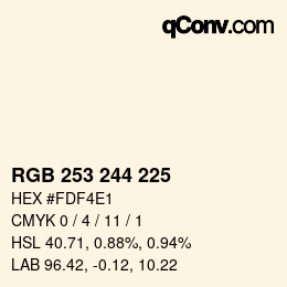 Código de color: RGB 253 244 225 | qconv.com