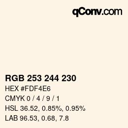 Farbcode: RGB 253 244 230 | qconv.com