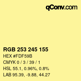 Color code: RGB 253 245 155 | qconv.com