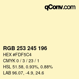 Code couleur: RGB 253 245 196 | qconv.com