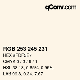 Color code: RGB 253 245 231 | qconv.com