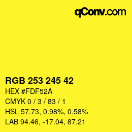 Color code: RGB 253 245 42 | qconv.com