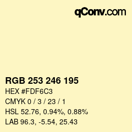 Color code: RGB 253 246 195 | qconv.com