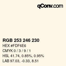 カラーコード: RGB 253 246 230 | qconv.com