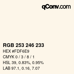 Color code: RGB 253 246 233 | qconv.com