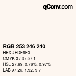 Color code: RGB 253 246 240 | qconv.com