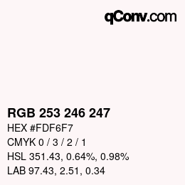 Color code: RGB 253 246 247 | qconv.com
