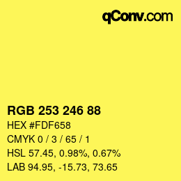 Color code: RGB 253 246 88 | qconv.com