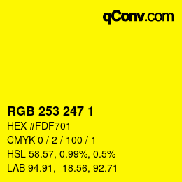 Color code: RGB 253 247 1 | qconv.com