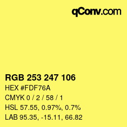 カラーコード: RGB 253 247 106 | qconv.com