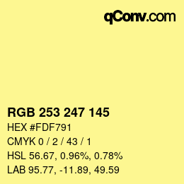 カラーコード: RGB 253 247 145 | qconv.com