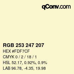 Color code: RGB 253 247 207 | qconv.com
