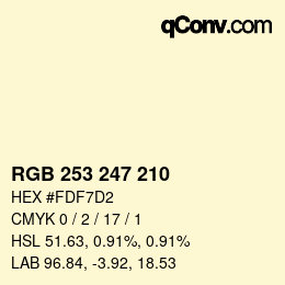 Color code: RGB 253 247 210 | qconv.com