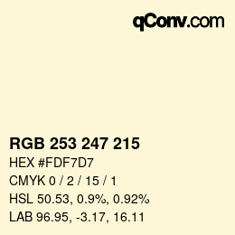 Color code: RGB 253 247 215 | qconv.com
