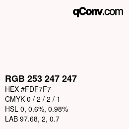 Color code: RGB 253 247 247 | qconv.com