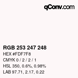 Color code: RGB 253 247 248 | qconv.com