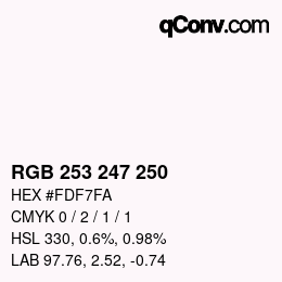Color code: RGB 253 247 250 | qconv.com