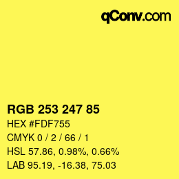Color code: RGB 253 247 85 | qconv.com
