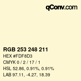 Color code: RGB 253 248 211 | qconv.com