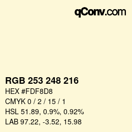 カラーコード: RGB 253 248 216 | qconv.com