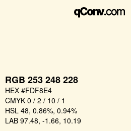 颜色代码: RGB 253 248 228 | qconv.com