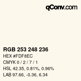 カラーコード: RGB 253 248 236 | qconv.com
