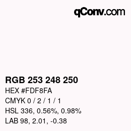 Color code: RGB 253 248 250 | qconv.com