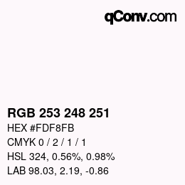 Color code: RGB 253 248 251 | qconv.com