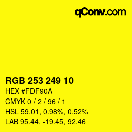 Color code: RGB 253 249 10 | qconv.com