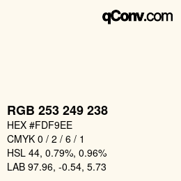 Color code: RGB 253 249 238 | qconv.com