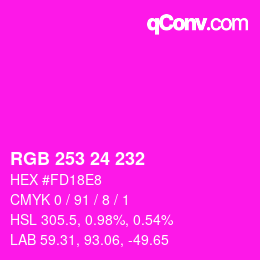 Color code: RGB 253 24 232 | qconv.com